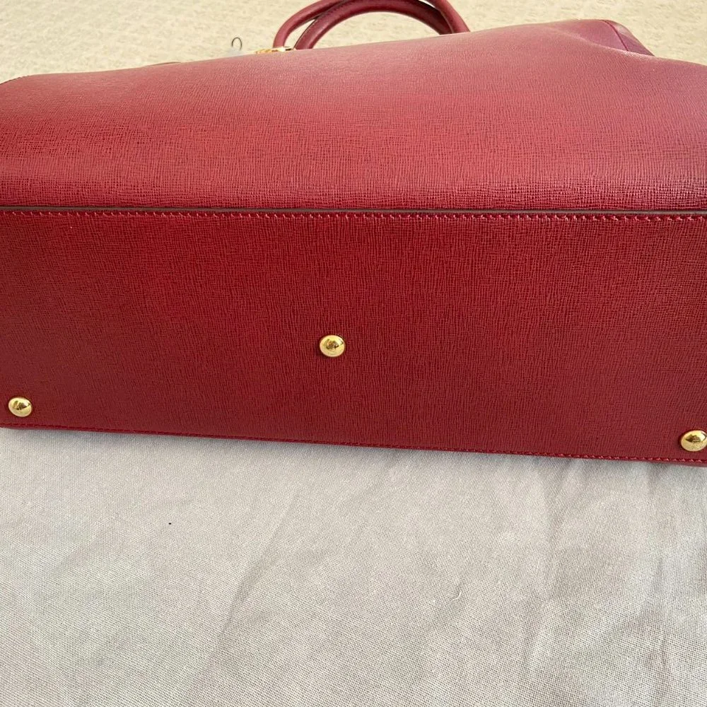 Authentic NWT Fendi 2 Jours Dark Red Leather Two Way Tote Shoulder Bag - Picture 8 of 11
